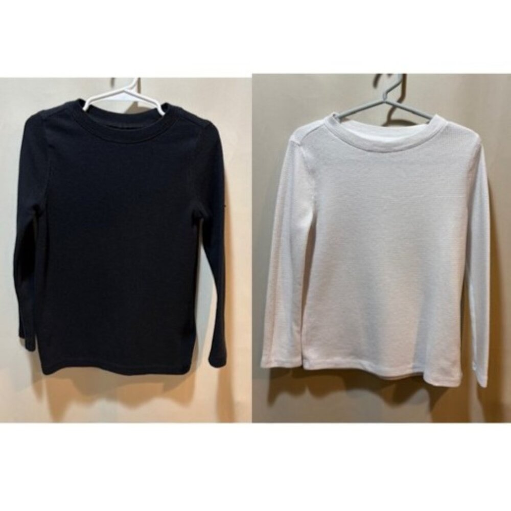 Old Navy 2 Toddler Henley Plain White and Plain Black Long Sleeve Shirts, 4T